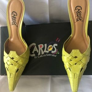 CARLOS Santana Slides Slip On Heels Shoes Womens 7.0 M Leather Upper